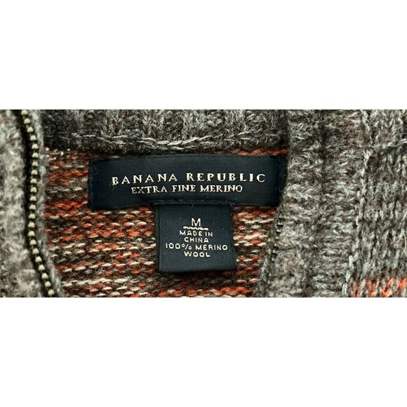 Vintage Y2K Banana Republic Pullover Fair Island 1/4 Zip Extra Fine Merino Wool - Picture 5 of 7